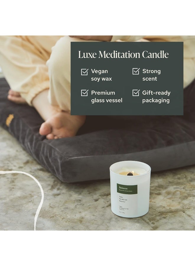 Mindful Modern & Natural Balance Candle | Balsam Fir & Palo Santo Scented | Aromatherapy for Stress Relief, Meditation, Yoga, Chakra Healing, Prayer | Elegant Home Fragrance | Soy Wax | 8oz Glass Jar - Image 4
